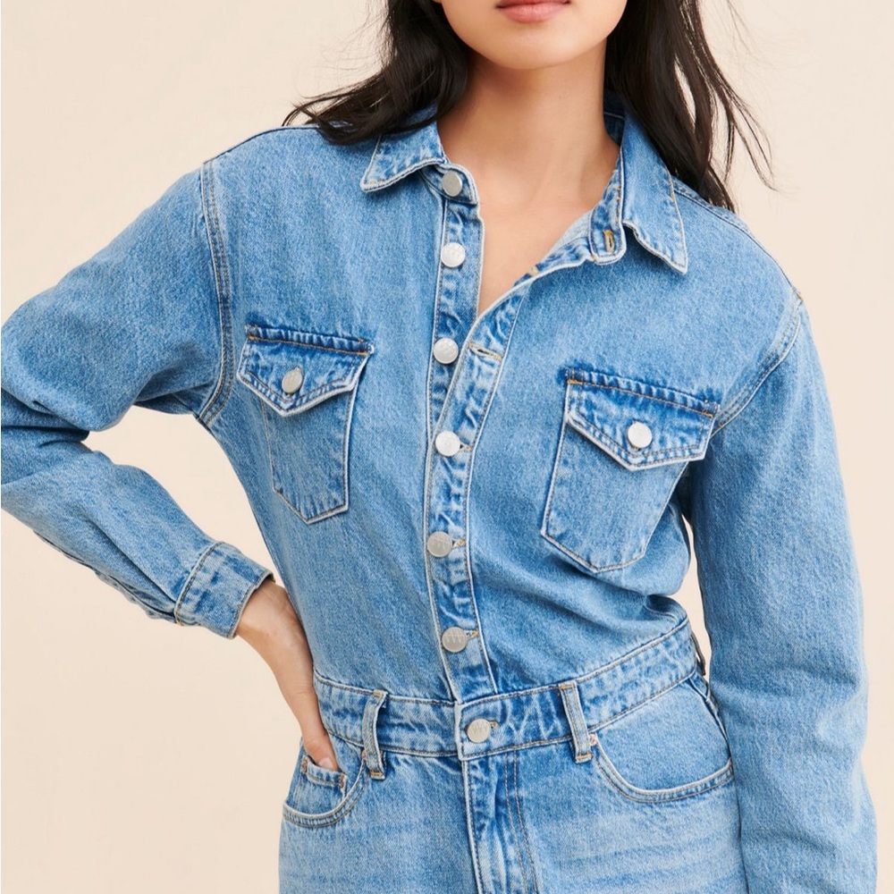 Zara Light Blue Denim Women's Overalls